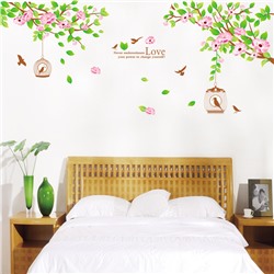 Наклейка многоразовая интерьерная «Весеннее дерево с птичкой»
