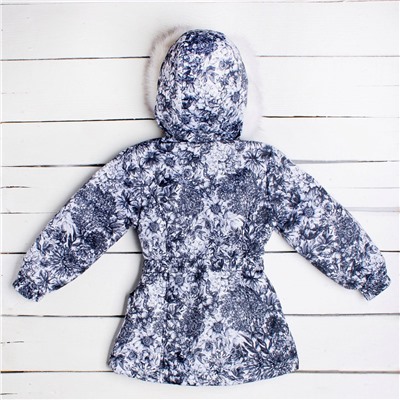 Куртка зимняя для девочки расцветки букет черный арт.70-015-букет_черный