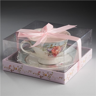 Набор чайный 2 предмета Ф2-026Р/1 "Бургундия" в подарочной коробке