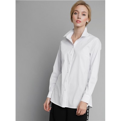 Хлопковая блузка-рубашка с вышивкой на лампасе