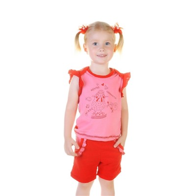 Трикотажный комплект для девочки: футболка и шорты арт.786г