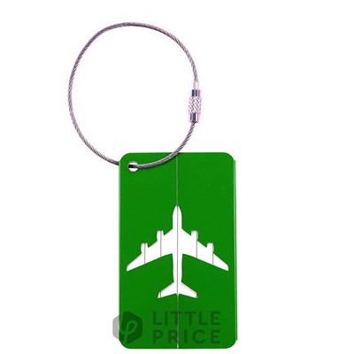 Бирка багажная - Metall plane Green