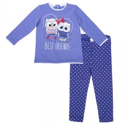 Комплект детский трикотажный для девочек: фуфайка (футболка с длинными рукавами), брюки (леггинсы) 378029