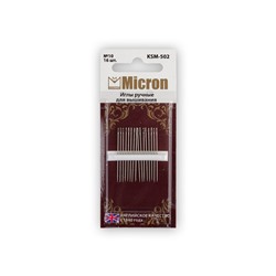 Иглы для шитья ручные "Micron" для вышивания KSM-502 в блистере 16 шт. 10