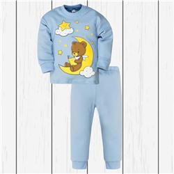 Детская пижама с принтом (интерлок)  арт.800п-голубой_мишка