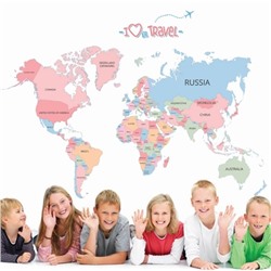 Наклейка многоразовая "Карта мира"