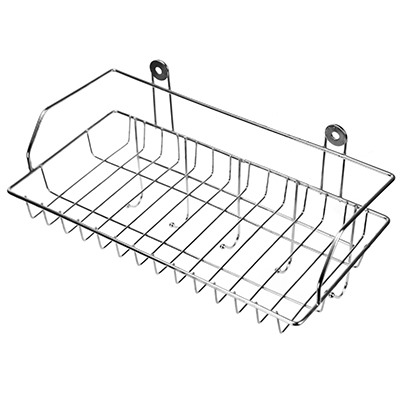 Полка хромированная прямоугольная 1-ярусная, 5 крючков 29х15х16,5см (Китай)
