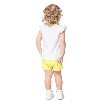 Желто-зеленый комплект: футболка, шорты для девочки 678054