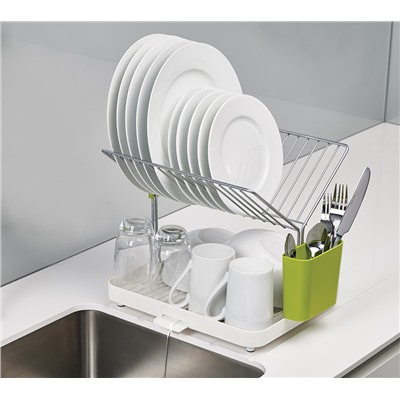 Сушилка для посуды и столовых приборов 2-уровневая со сливом Y-rack белый-зеленый / Бренд: Joseph Joseph /