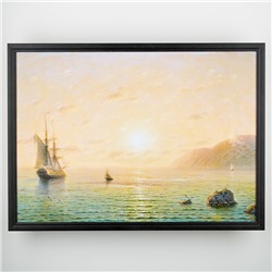 Картина "Парусник в море. Утро" в рамке 50х70см, цвет черный ГА6