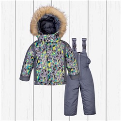 Детский зимний серый костюм: куртка и полукомбинезон арт.40-003-серый
