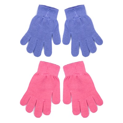 Розовые перчатки, 2 пары в комплекте для девочки 372084