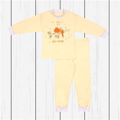 Детская пижама с принтом (интерлок) арт.800п-желтый_котенок