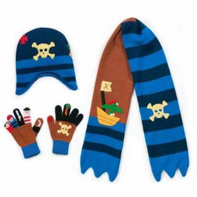 Детский комплект шапка, шарф, варежки