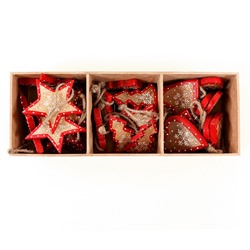 Украшения подвесные Stars/Trees/Hearts, деревянные, в подарочной коробке, 30 шт. / Бренд: EnjoyMe /