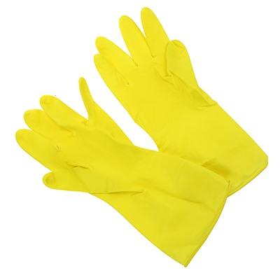 Перчатки резиновые размер S "Хозяюшка" с х/б напылением, 50гр, желтый (Китай)