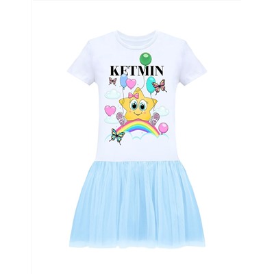 Платье для девочки KETMIN STAR MINI Light цв.Белый/Голубой с сеткой