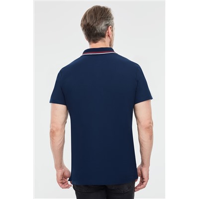 Синяя мужская футболка поло  65M-RR-497/3 Red-n-Rock's