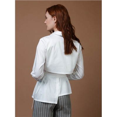 Блузка-рубашка с поясом и фирменной брошкой AR