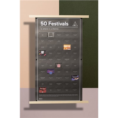 Постер «50 фестивалей, которые нужно посетить в жизни» / Бренд: Doiy /