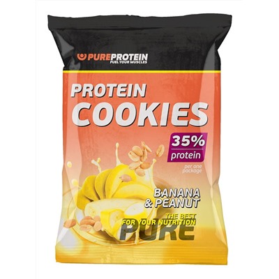 Печенье PureProtein "Protein Cookies", с высоким содержанием белка, банан, арахис, 80 г