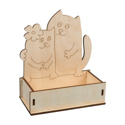 Заготовки для декорирования "Mr. Carving" ВД-316 Коробка "Коты" фанера 15 x 8 x 15 см .