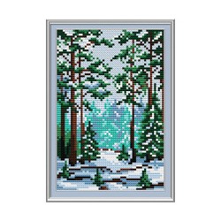 Набор для вышивания "М.П.Студия" М №02 для вышивания №001 "Сказка зимнего леса" 15 х 10 см
