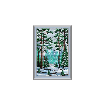 Набор для вышивания "М.П.Студия" М №02 для вышивания №001 "Сказка зимнего леса" 15 х 10 см