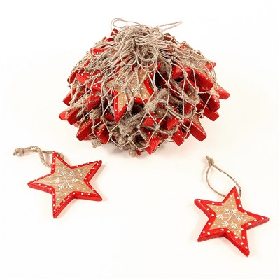 Украшения подвесные Christmas Stars, деревянные, в сетке, 30 шт. / Бренд: EnjoyMe /