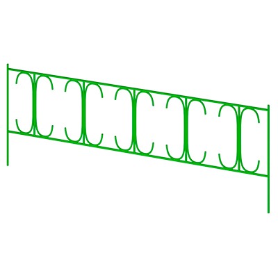 Заборчик-ограждение металлический "Ажурный большой" 60х162см, труба д1см, 5 секций 8,1м, окрашенный (Россия)