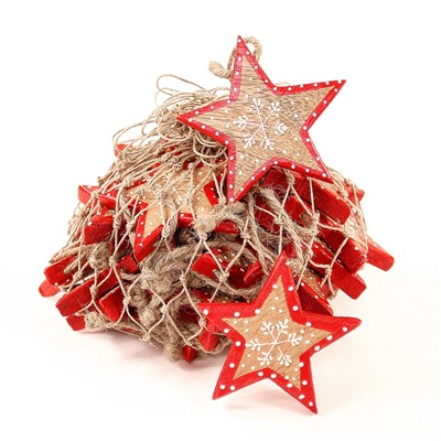Украшения подвесные Christmas Stars, деревянные, в сетке, 30 шт. / Бренд: EnjoyMe /