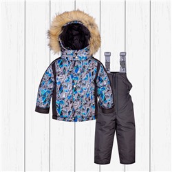 Детский зимний черный костюм: куртка и полукомбинезон арт.40-003-черный