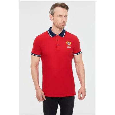 Красная мужская футболка поло  65M-RR-783/2 Red-n-Rock's