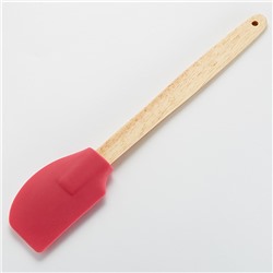 Лопатка 29,5 см силиконовая с деревянной ручкой ЗАБАВА РК-4100 темно-розовая