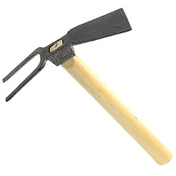 Мотыга-рыхлитель 2 зубца, прямая, металл, деревянная ручка 32,5см (Китай)