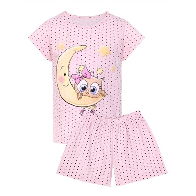 Пижама детская KETMIN СОВУШКА цв.Розовый/Чёрная точка (Футболка/Шорты)