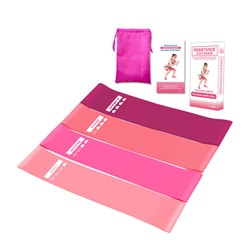 Резинки для фитнеса набор 4 штук в мешочке Розовые