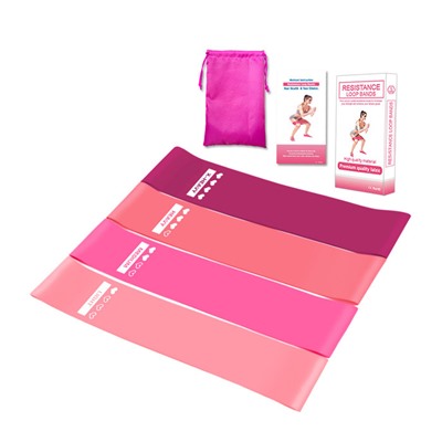Резинки для фитнеса набор 4 штук в мешочке Розовые