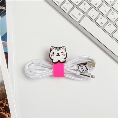 Набор: держатель для провода и кабель USB iPhone Oh, my cat, 1 м