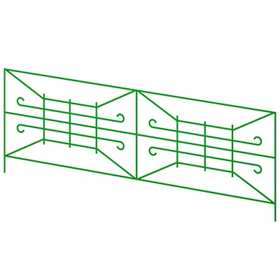 Заборчик-ограждение металлический "Классик широкий" 55х95см, труба д1см, 5 секций 4,77м, окрашенный (Россия)