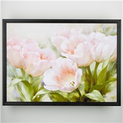 Картина "Розовые тюльпаны" в рамке 50х70см, цвет черный ЛИ5