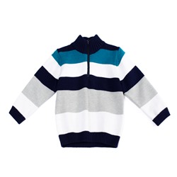 Белый с синей полоской свитер для мальчика 387009