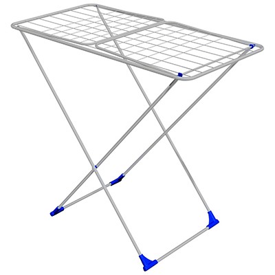 Сушилка для белья напольная "Ника" 95х54х178см, длина сушильного полотна 18м, с крыльями, складная, нагрузка до 15кг, металл, эмаль серебренного/голубого цвета (Россия)