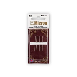 Иглы для шитья ручные "Micron" для вышивания бисером KSM-503 в блистере 6 шт. 10