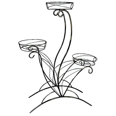 Стойка для цветов напольная "Лотос 3" 71х24х91см, на 3 горшка д20см, металл, черный (Россия)