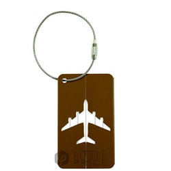 Бирка багажная - Metall plane Brown