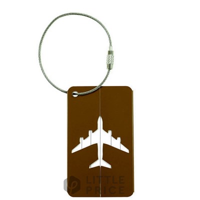 Бирка багажная - Metall plane Brown