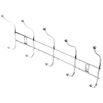 Вешалка-планка хромированная "Классика" 37х16см, 5 двухрожковых крючков (Китай)