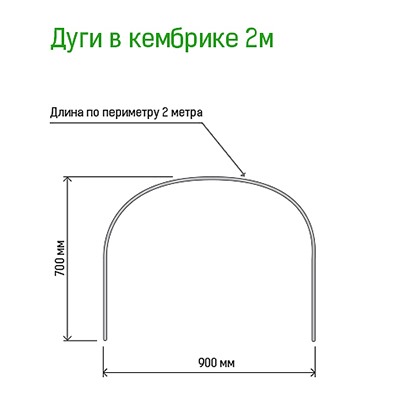 Дуги для парника металлические 2м, 90х70см, труба д1см, в ПВХ оболочке 6 штук, окрашенный, в кембрике (Россия)