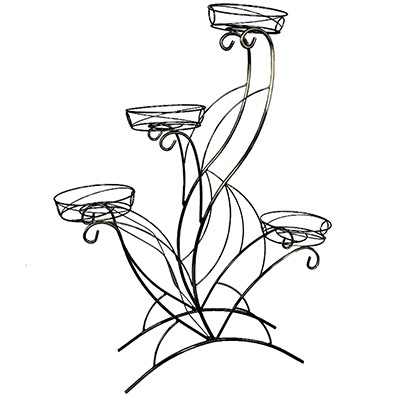 Стойка для цветов напольная "Лотос 4" 86х24х1,07см, на 4 горшка д20см, металл, черный (Россия)